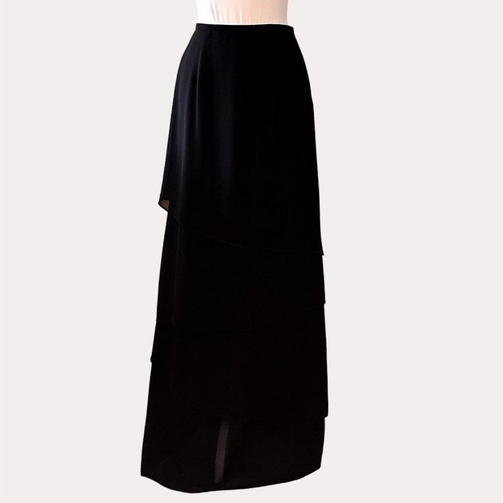 Adrianna Papell Black Layered Maxi Skirt